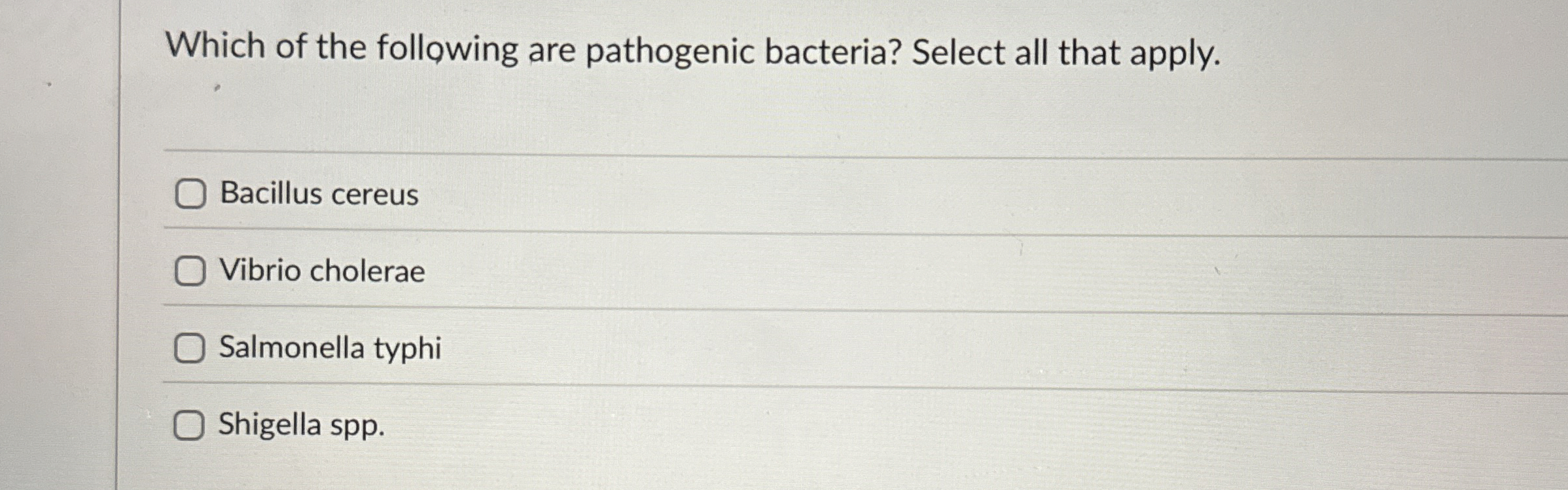 Solved Which of the following are pathogenic bacteria? | Chegg.com