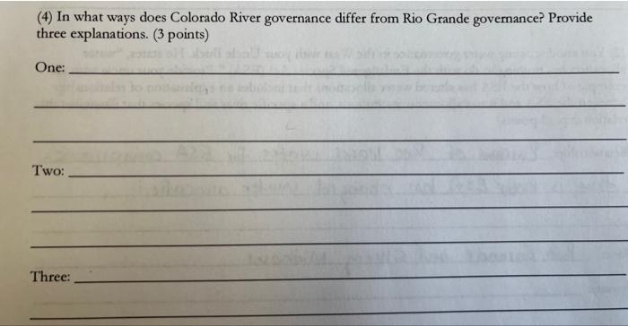 Solved (4) In what ways does Colorado River governance | Chegg.com