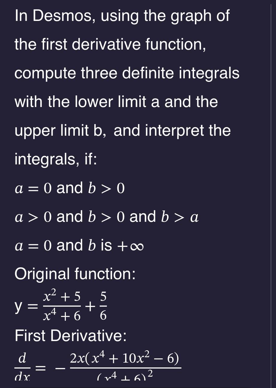 Solved In Desmos, using the graph of the first derivative | Chegg.com