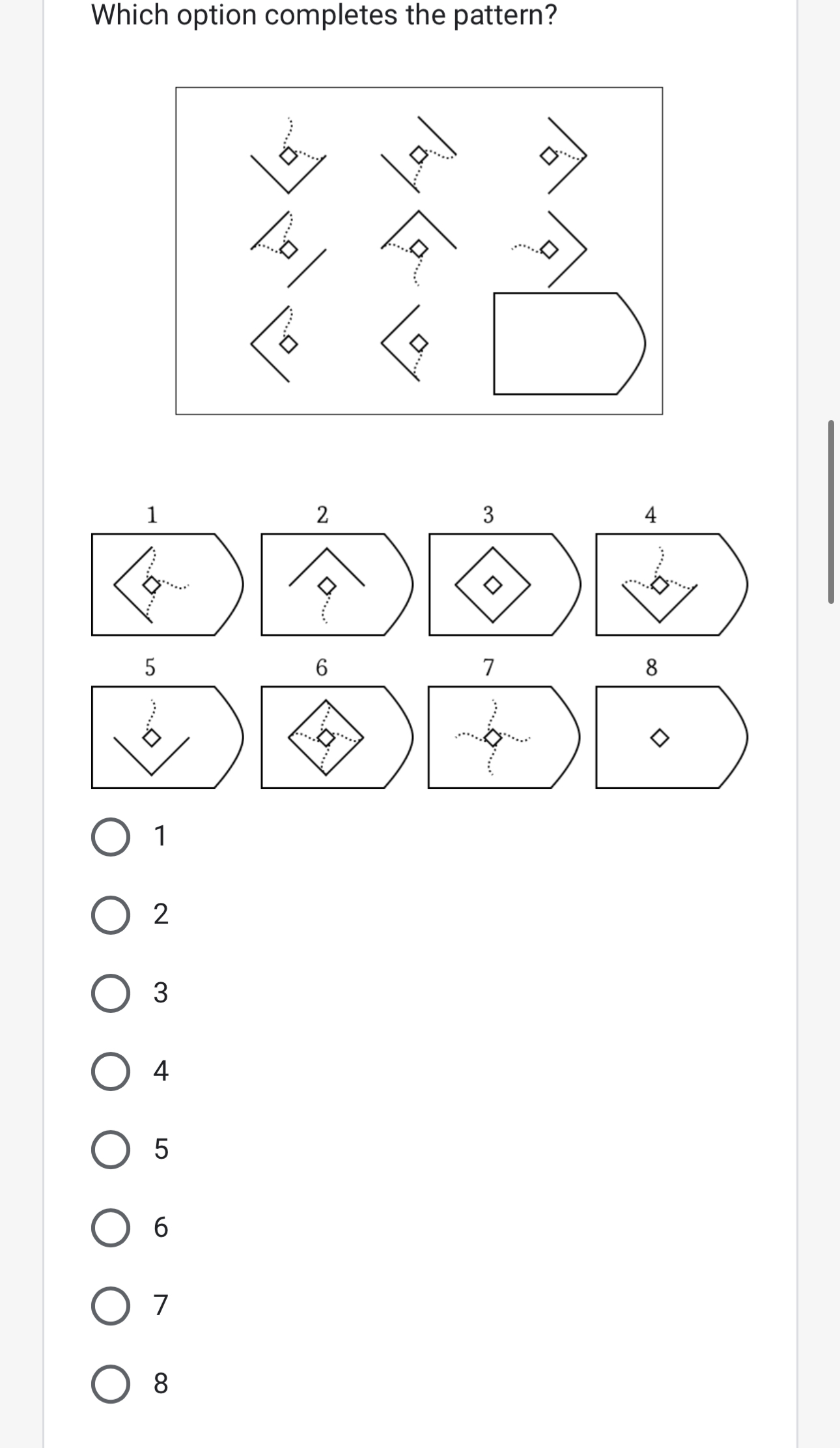 Solved Which Option Completes The Pattern?12345678 