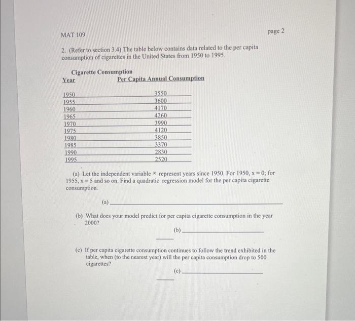 Solved Regression Linear, Quadratic, and Exponential Models