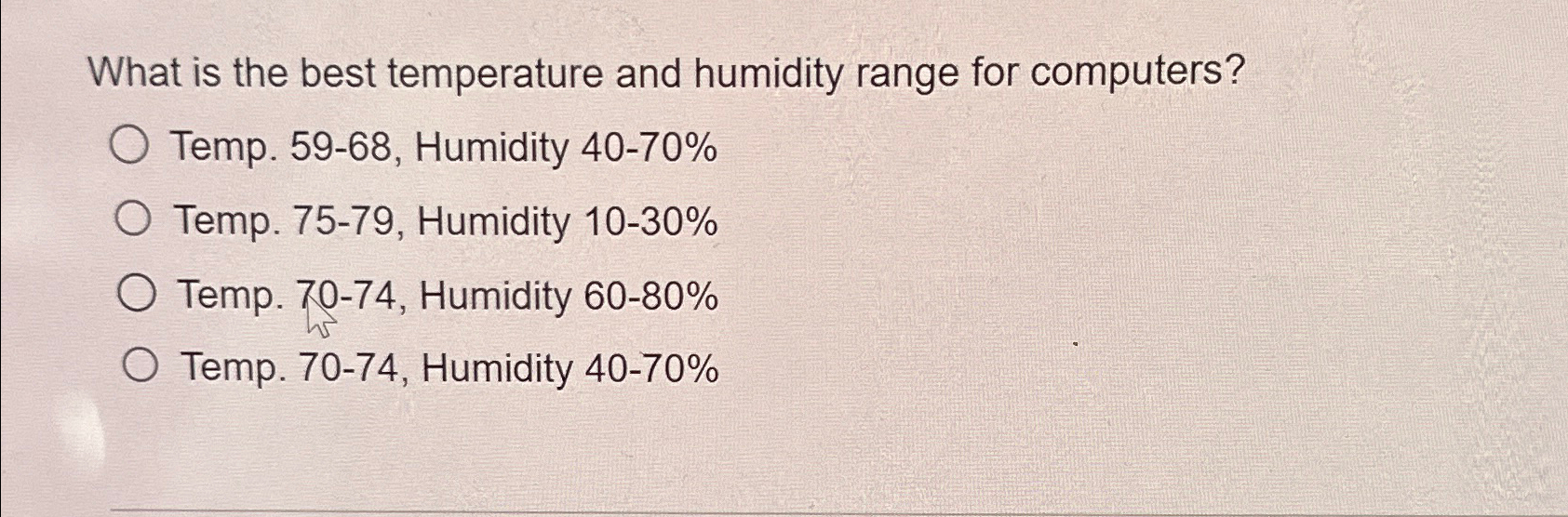 Solved What is the best temperature and humidity range for | Chegg.com