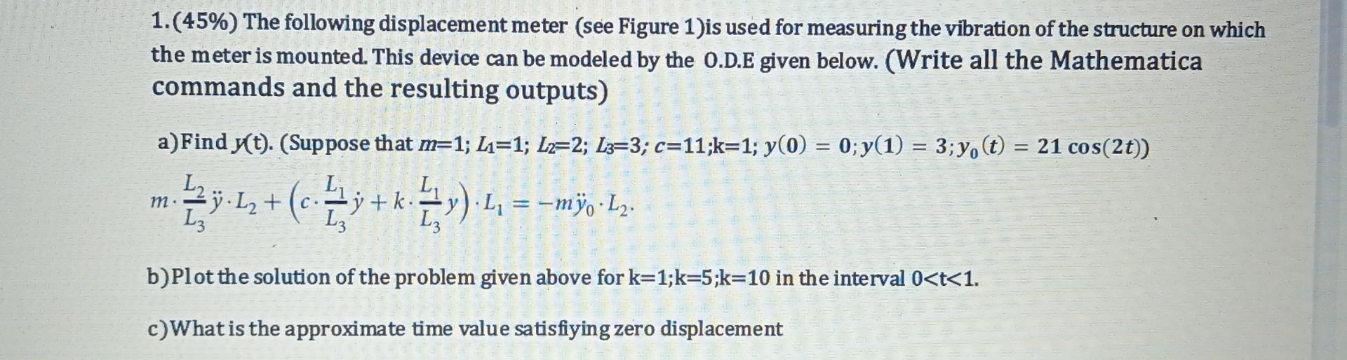 1. (45\%) The following displacement meter (see | Chegg.com