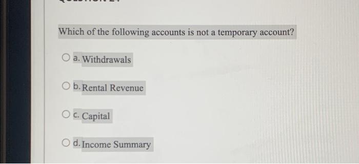 Solved which of the following accounts is not a temporary chegg