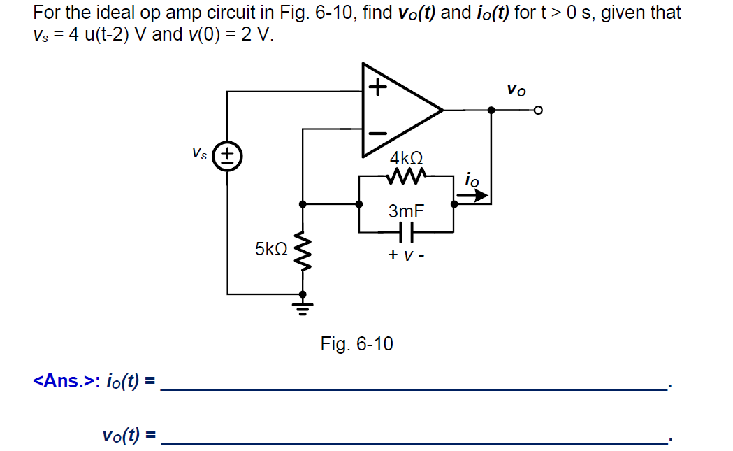 Solved For the ideal op amp circuit in Fig. 6-10, ﻿find | Chegg.com