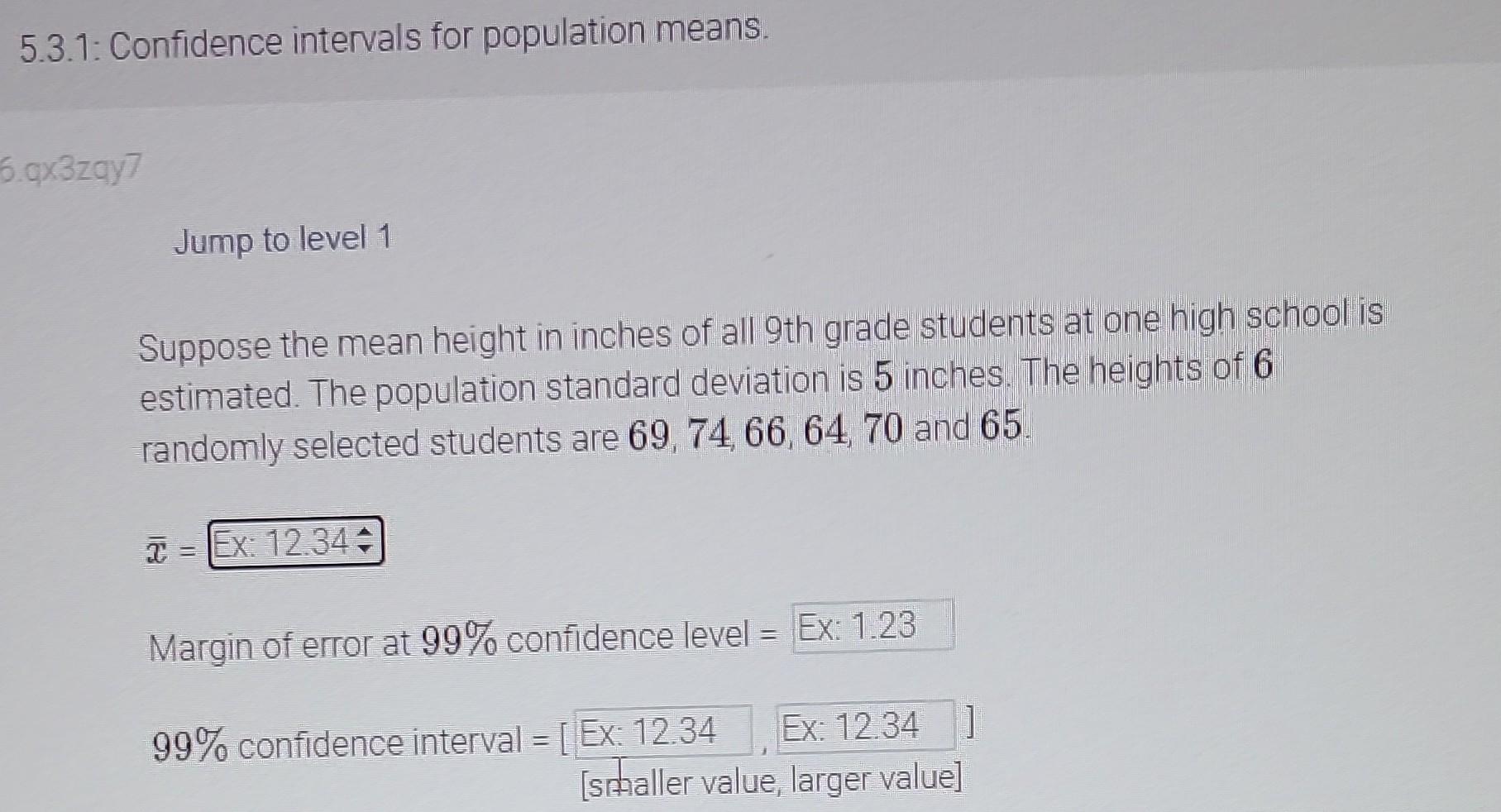 Solved 5.3.1: Confidence intervals for population means. | Chegg.com