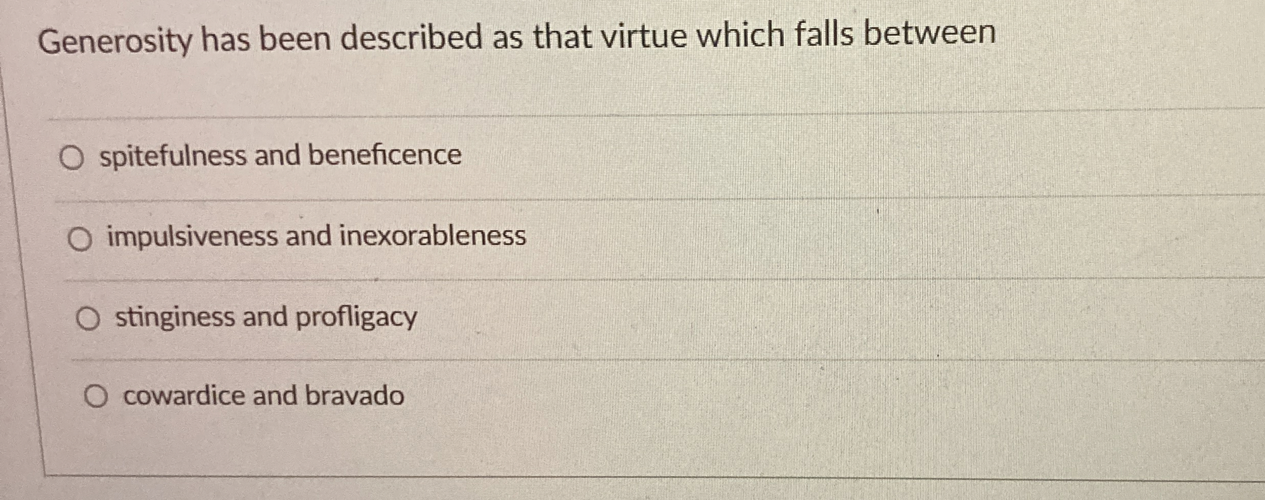 Solved Generosity has been described as that virtue which | Chegg.com
