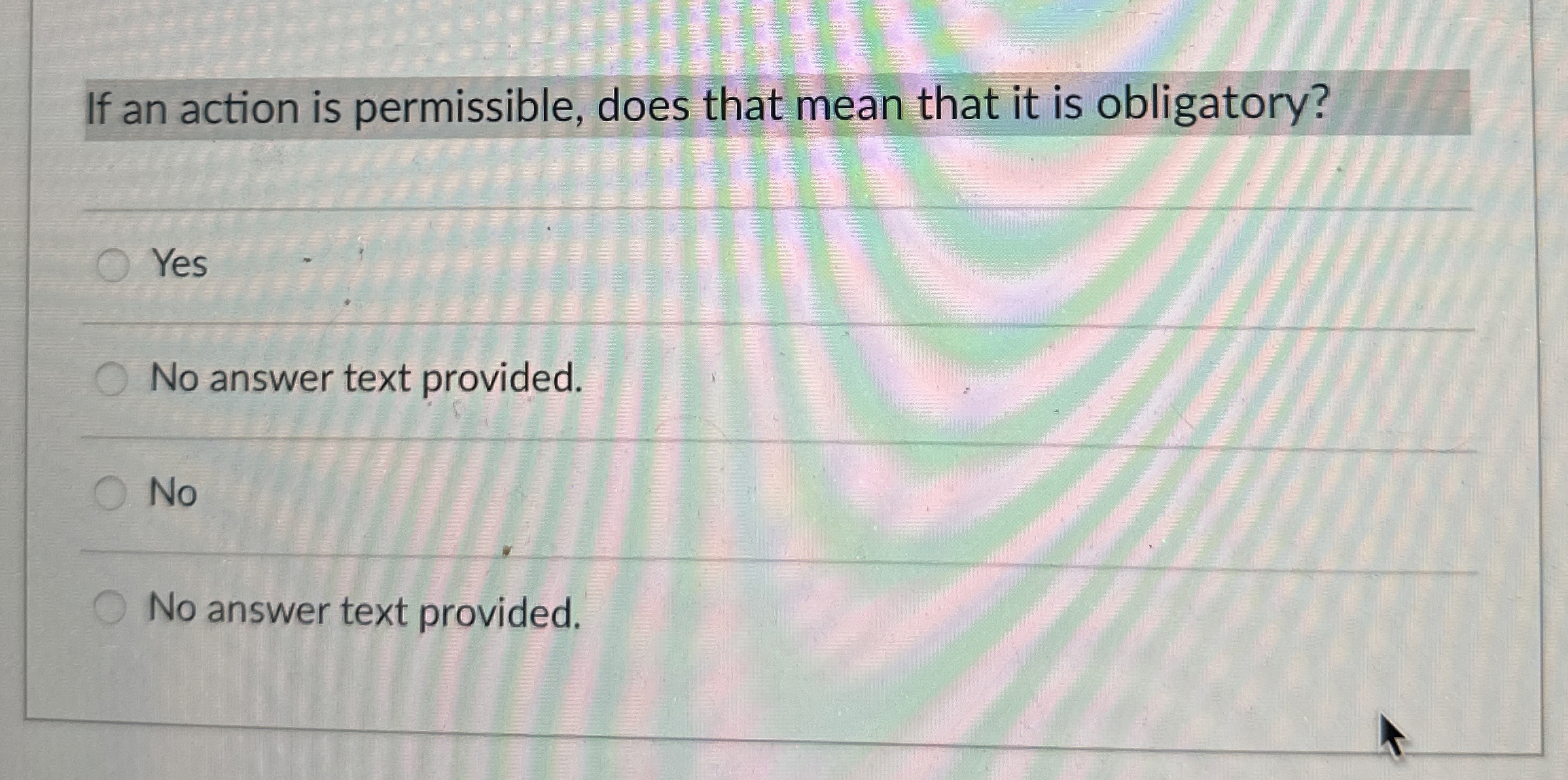 Solved If an action is permissible, does that mean that it | Chegg.com