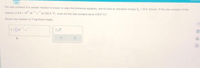 Solved The rate constant k for a certain reaction is | Chegg.com
