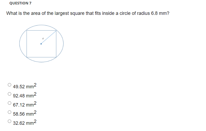 Solved QUESTION 7 What is the area of the largest square | Chegg.com