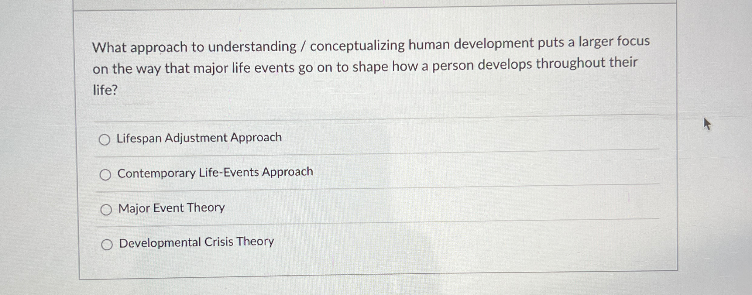 Solved What approach to understanding / ﻿conceptualizing | Chegg.com