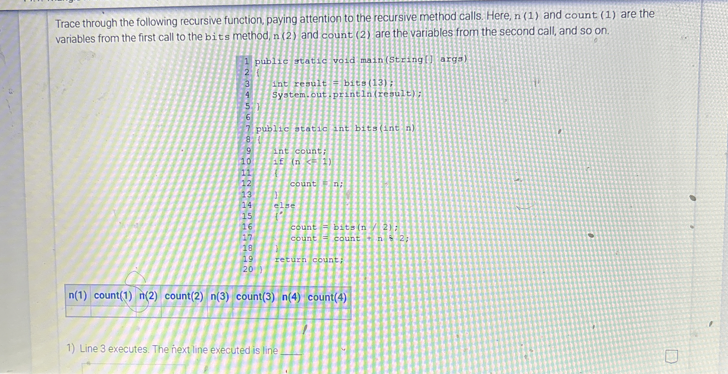 Solved Trace through the following recursive function, | Chegg.com