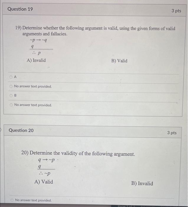 Solved 19) Determine Whether The Following Argument Is | Chegg.com