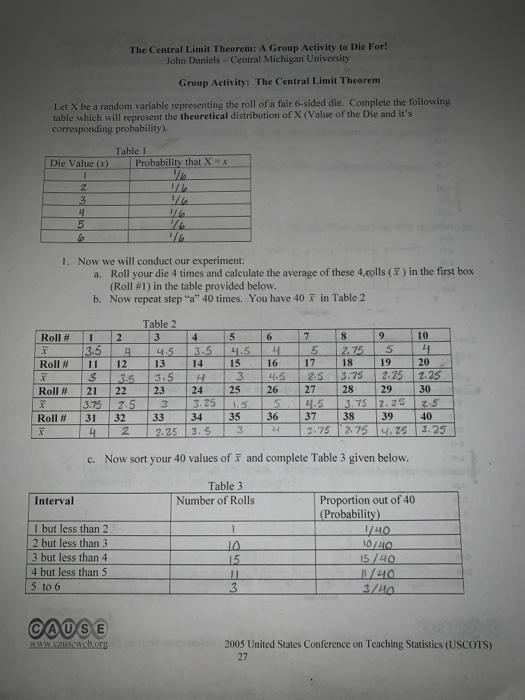 Solved Central Limit Theorem: I Need Help With The Third | Chegg.com