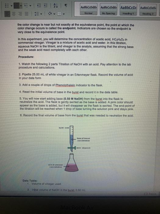 Solved ml Titration Purpose To determine the concentration
