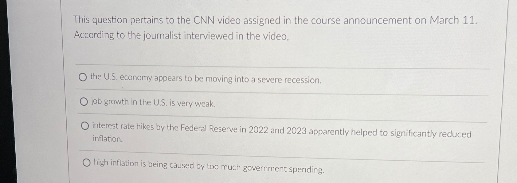 Solved This question pertains to the CNN video assigned in | Chegg.com