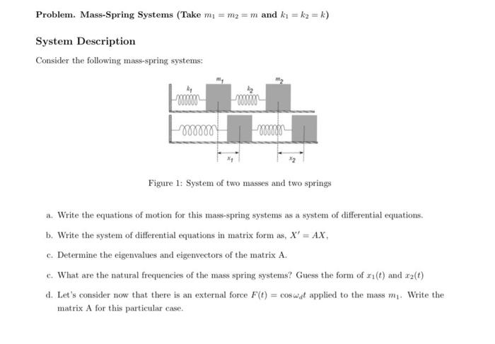 Solved Problem. Mass-Spring Systems (Take m1=m2=m and | Chegg.com