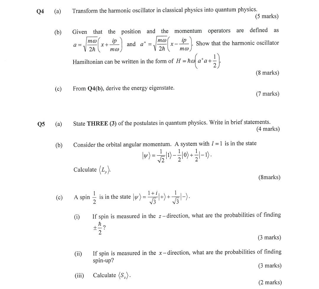 Solved Q4 (a) Transform the harmonic oscillator in classical | Chegg.com