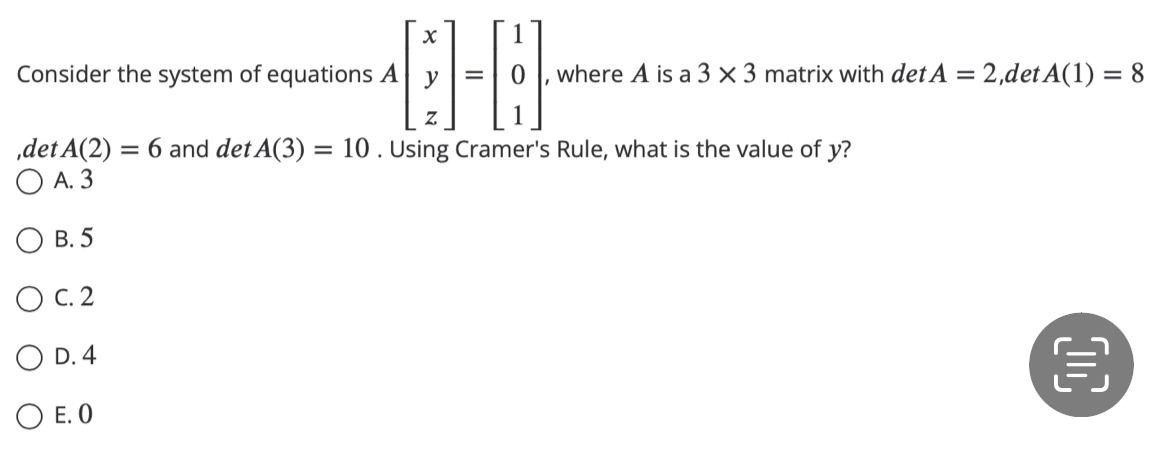 Solved Consider the system of equations A[xyz]=[101], ﻿where | Chegg.com