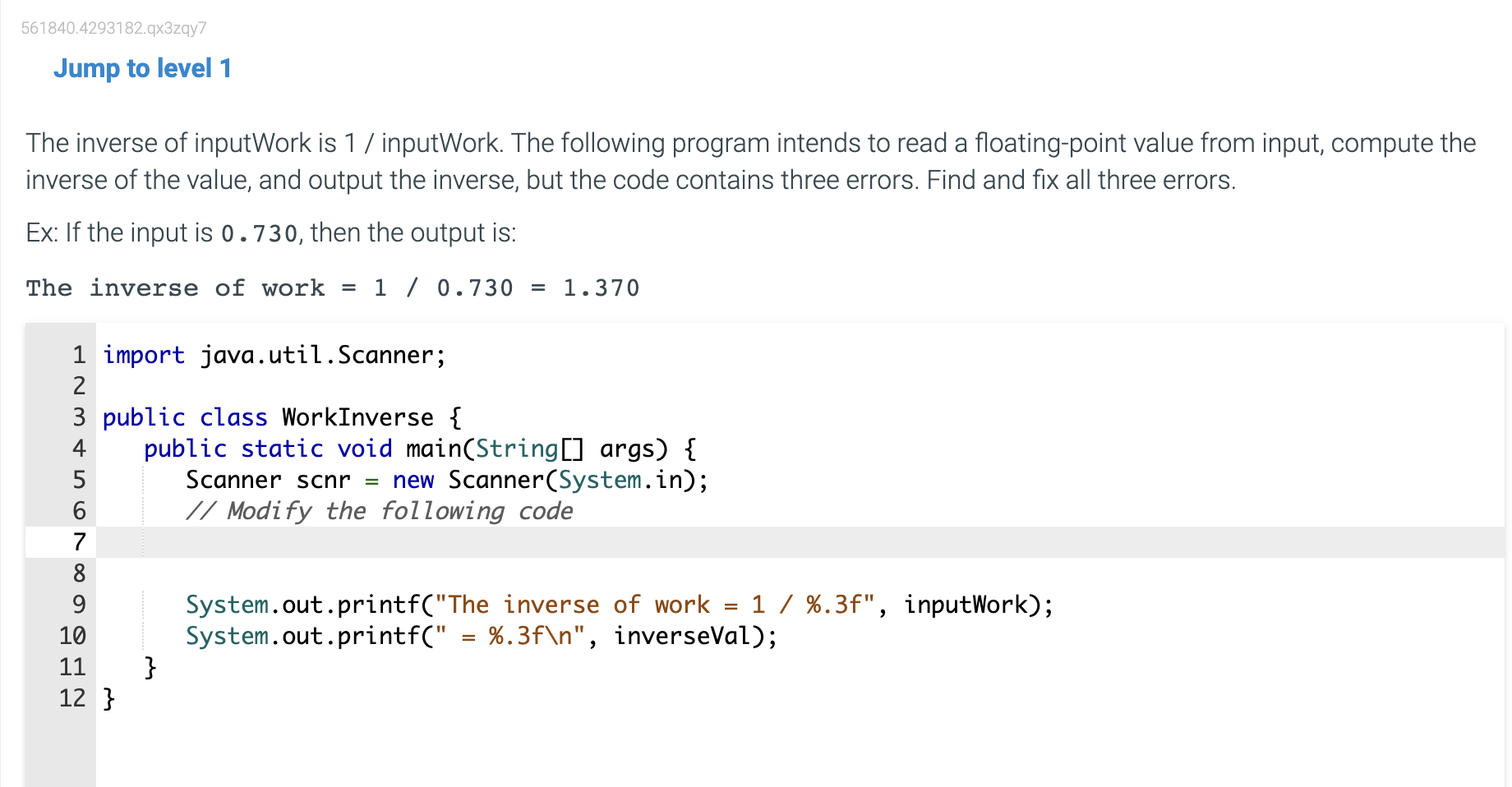 Solved for java Jump to level 1The inverse of inputWork is | Chegg.com