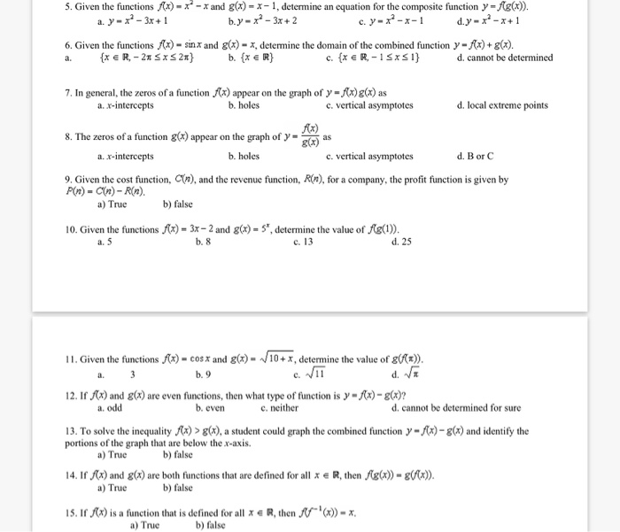 Solved 5 Given The Functions F X X And G X X 1 Chegg Com