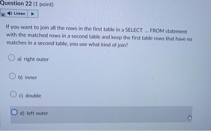 Solved If you want to join all the rows in the first table Chegg