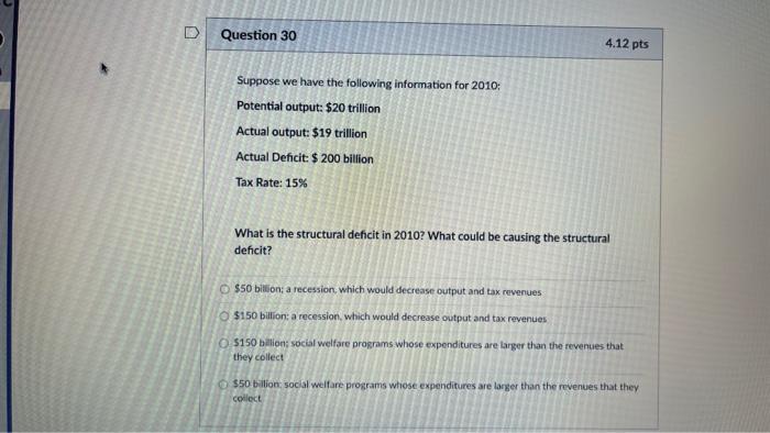 Solved D Question 28 4.12 pts Suppose we have the following | Chegg.com