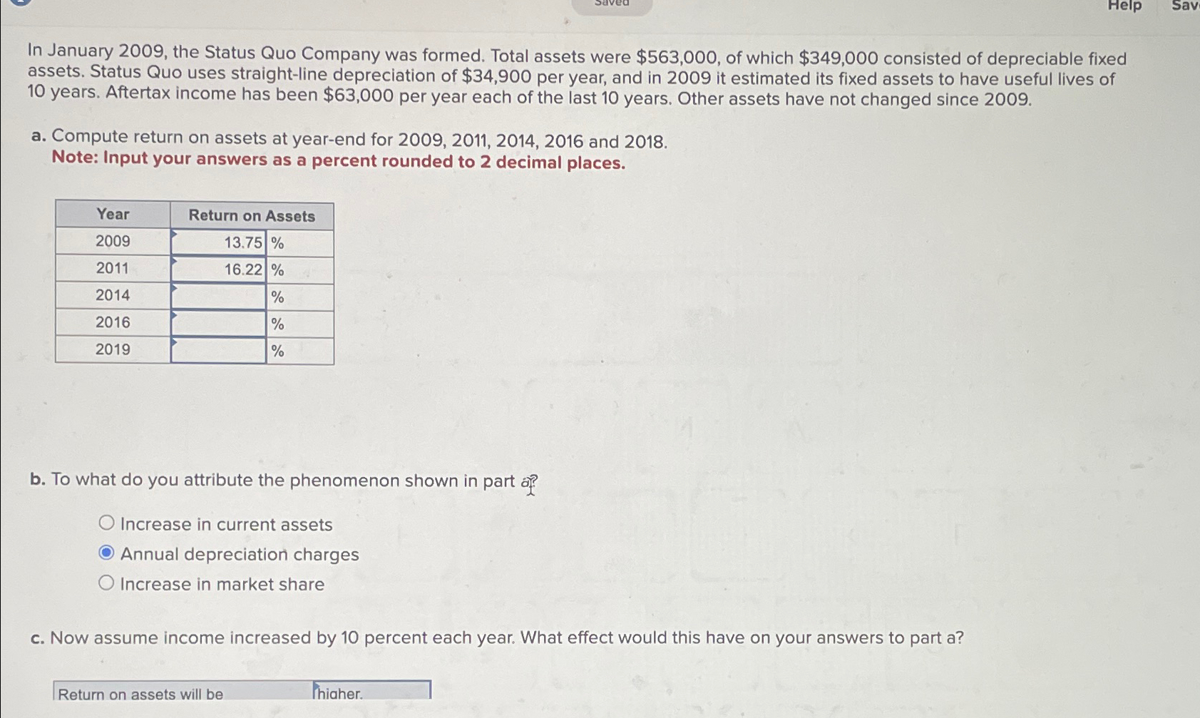 Solved In January 2009, ﻿the Status Quo Company was formed.