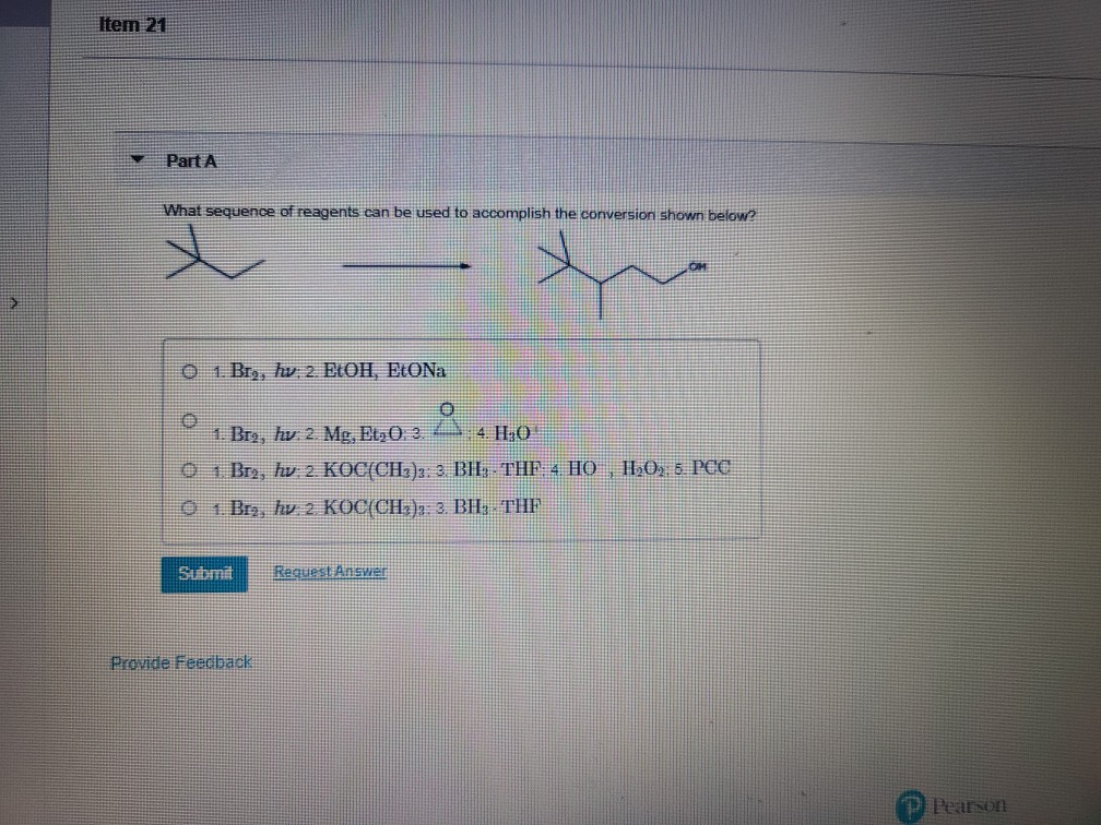 Solved Item 21 Part A What Sequence Of Reagents Can Be Us Chegg Com