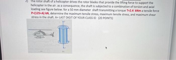 Solved 2) The rotor shaft of a helicopter drives the rotor | Chegg.com