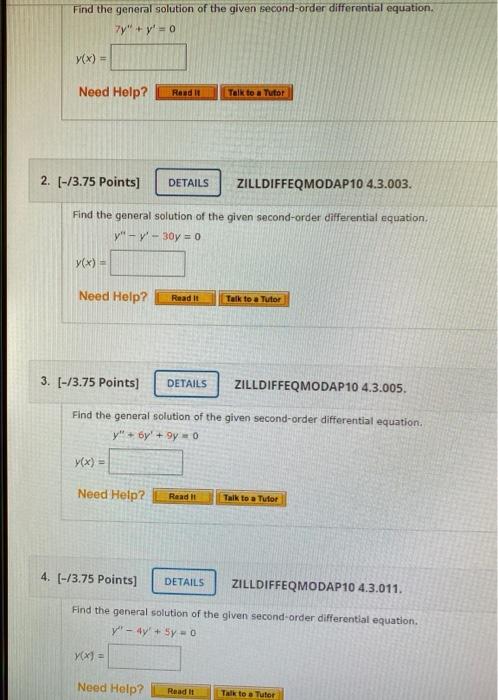 Solved Find the general solution of the given second-order | Chegg.com