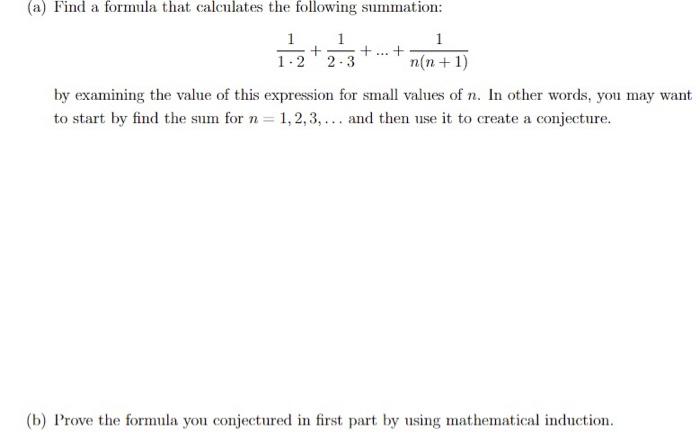 Solved (a) Find a formula that calculates the following | Chegg.com