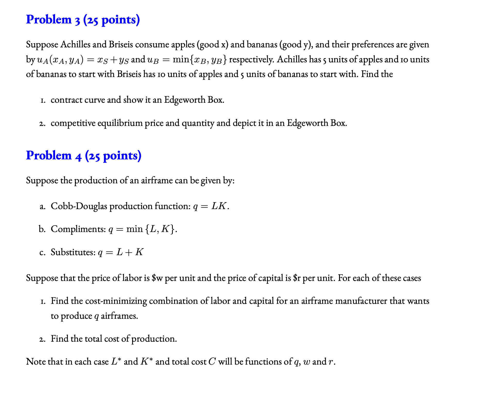 Solved Problem 4 25 ﻿pointssuppose The Production Of An 0629