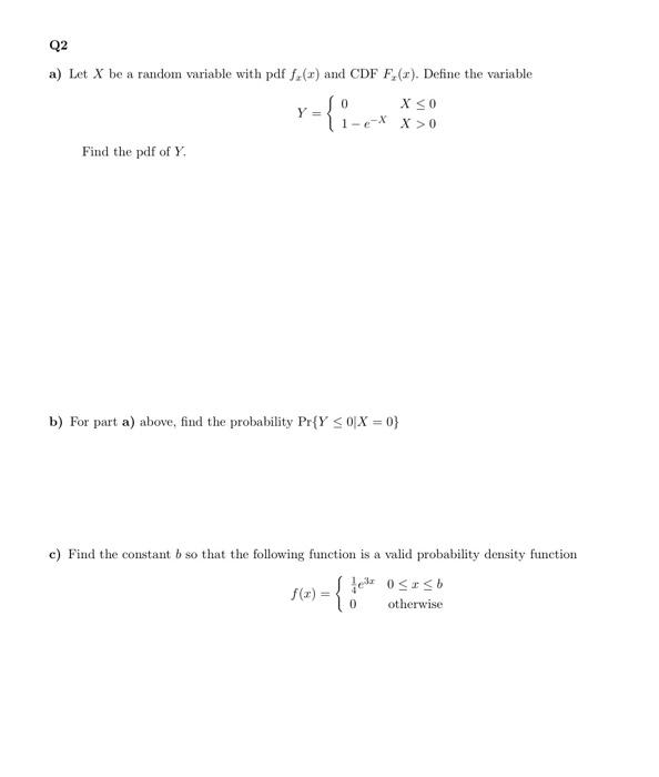 Solved a) Let X be a random variable with pdf fx(x) and | Chegg.com