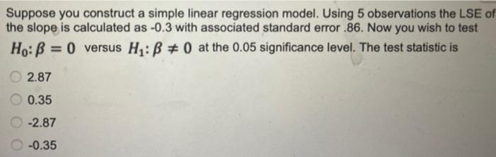 Solved Suppose you construct a simple linear regression | Chegg.com