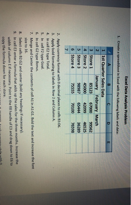 Excel Data Analysis Problem 1. Create a spreadsheet Chegg