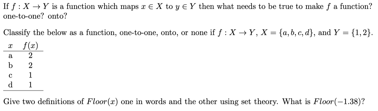 Solved 1a.If f:x→Y ﻿is a function which maps xinx to yinY | Chegg.com