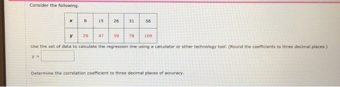 Solved Consider the following. Use the set of data to | Chegg.com