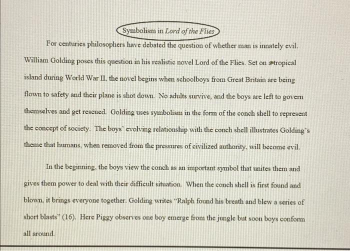 conch lord of the flies symbolism