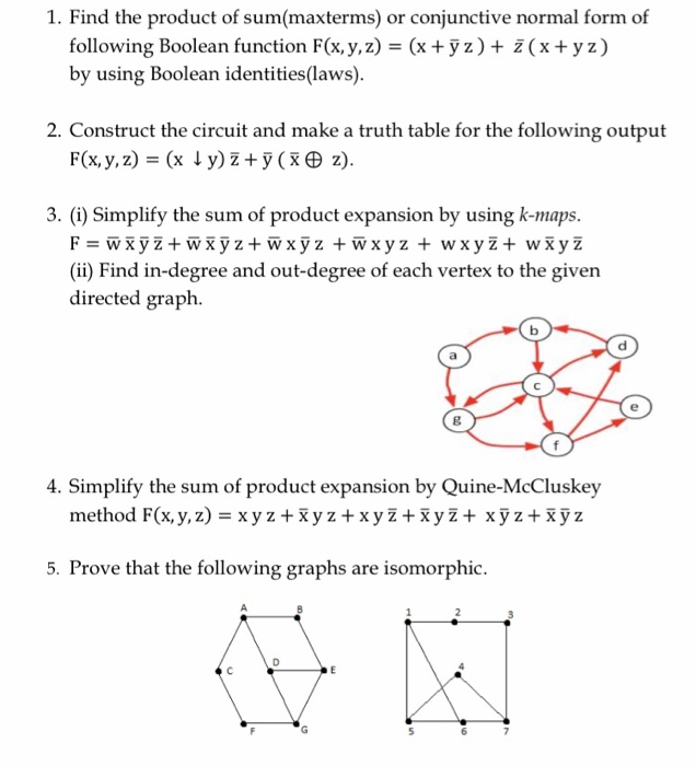 Solved 1 Find The Product Of Sum Maxterms Or Conjunctiv Chegg Com