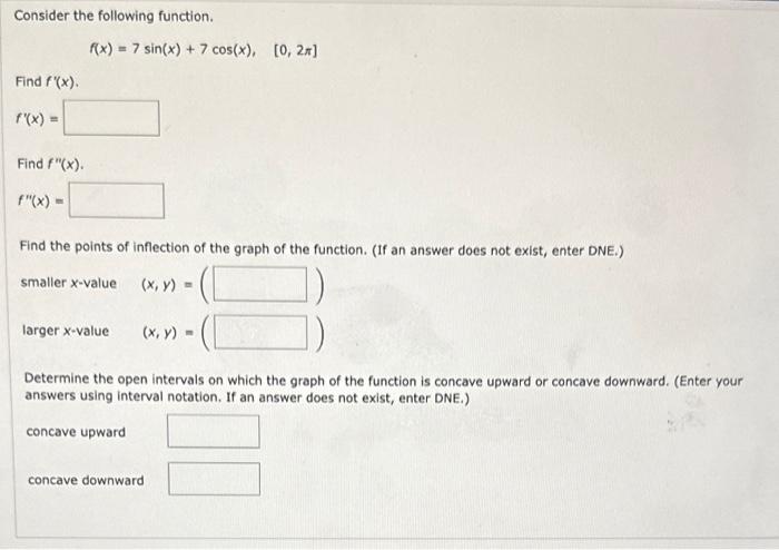 [solved] Consider The Following Function [ F X 7 Sin