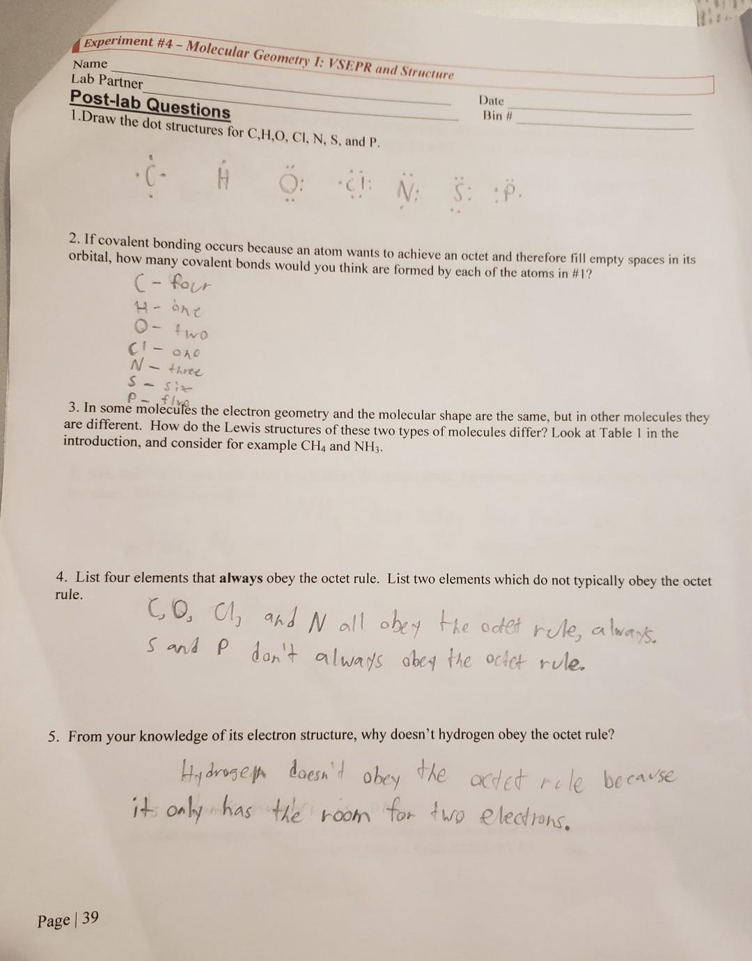 experiment 4 molecular geometry