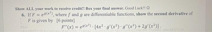 Solved Show ALL your work to receive credit!! Box your final | Chegg.com