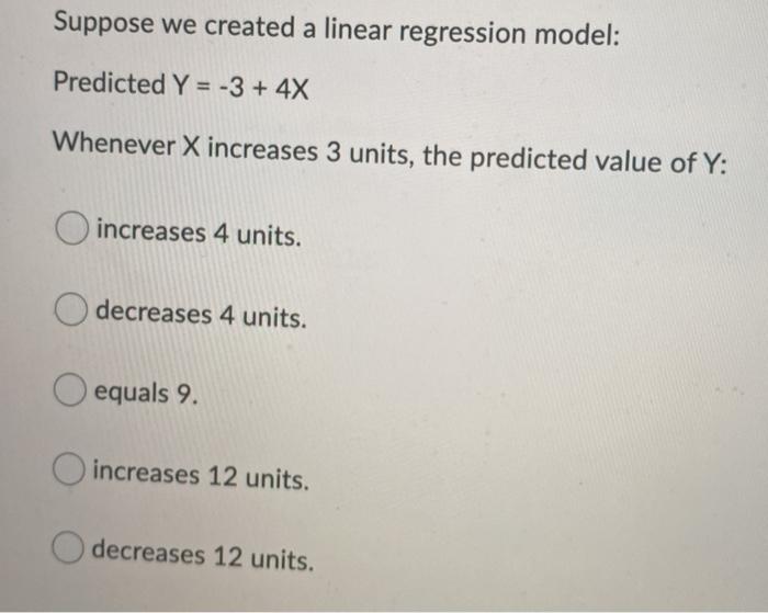 Solved Suppose we created a linear regression model: | Chegg.com