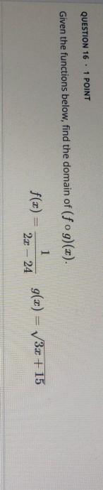 Solved QUESTION 16.1 POINT Given the functions below, find | Chegg.com