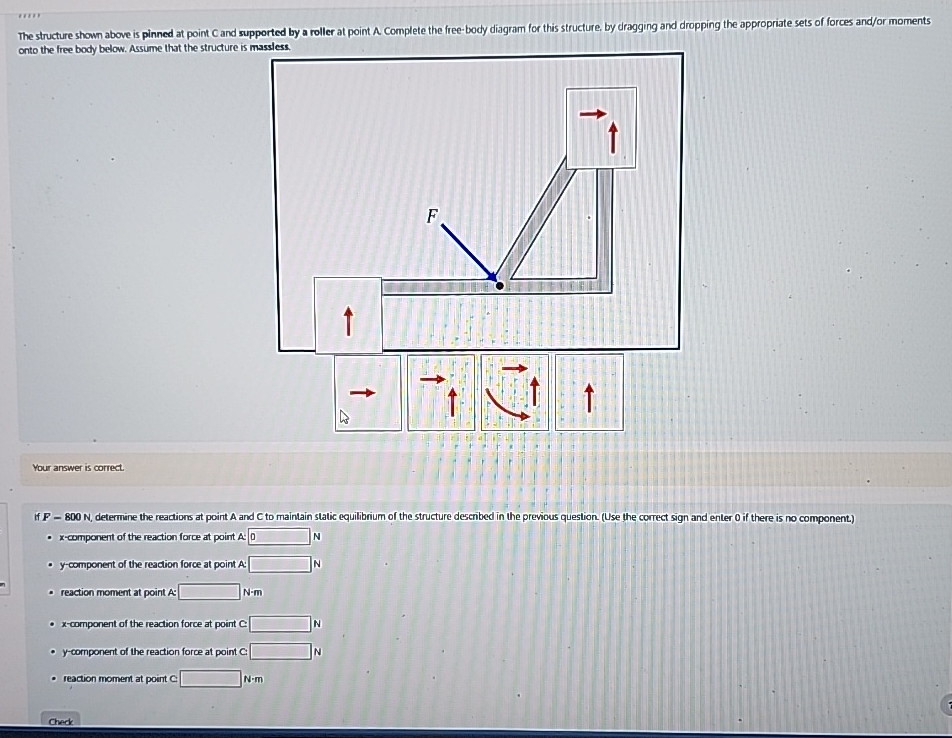 The structure shown above is pinned at point C and | Chegg.com