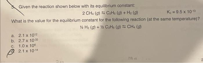 Solved Given the reaction shown below with its equilibrium | Chegg.com