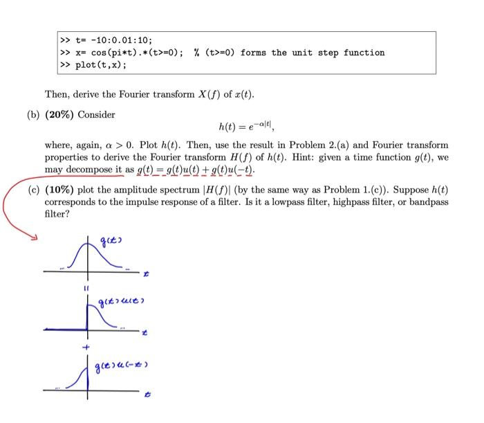 Solved Problem 2 (a) (20%) Consider the time function c(t) = | Chegg.com