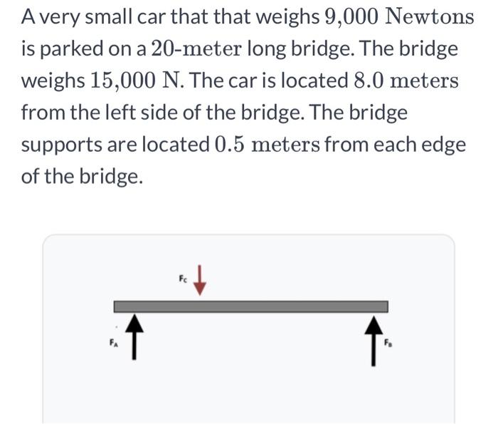 Solved A very small car that that weighs 9,000 Newtons is