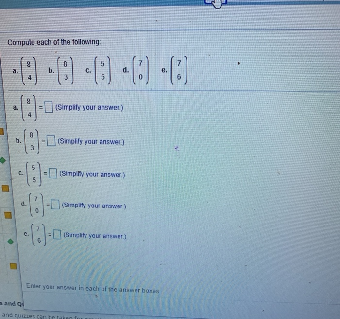 Solved Compute each of the following: 8 8 5 . a. b. c. d. e. | Chegg.com
